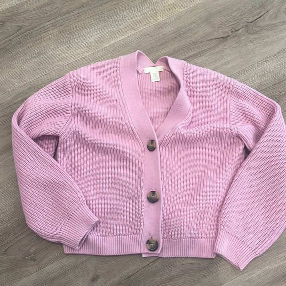 Chunky pink button up cardigan